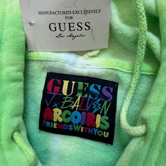 NWT J Balvin x GUESS FriendsWithYou Arcoiris Tie-Dye Hoodie Green Music Tour S - Picture 5 of 7